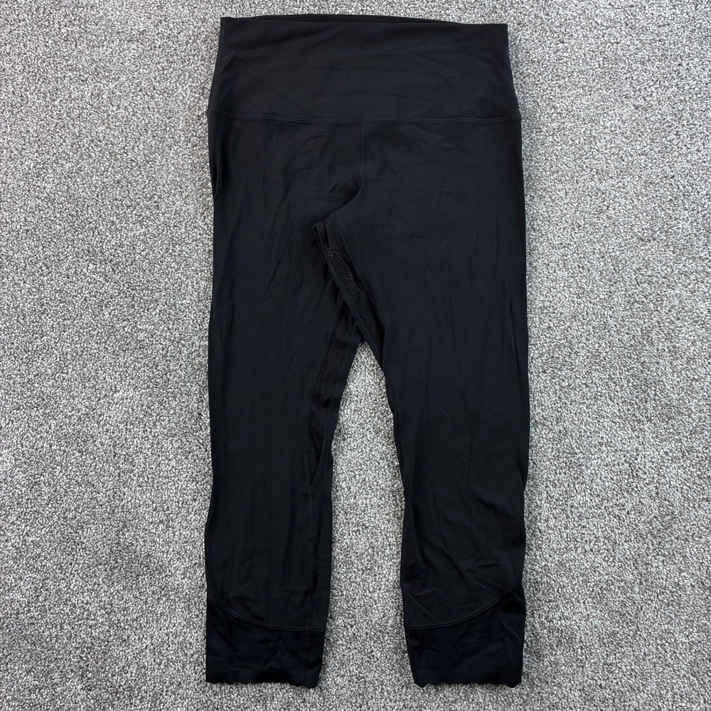 Lululemon Leggings Women's 10 Black High Rise Scallop Hem Crop LW6BZ4S
